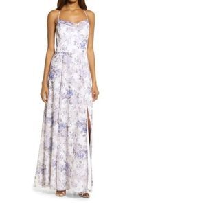 WAYF floral dress with cowl neck maxi